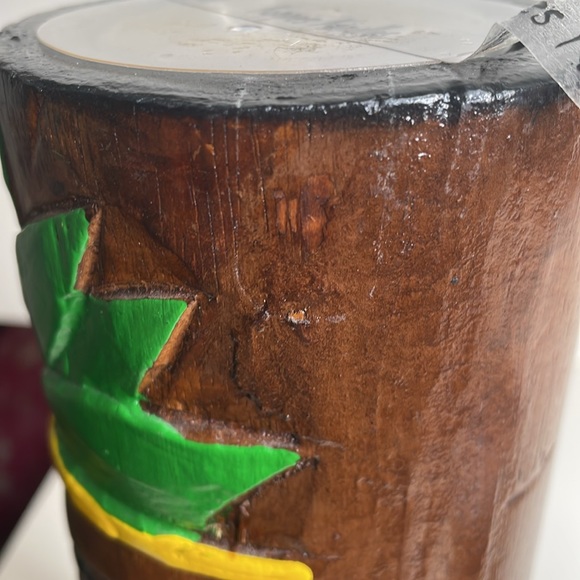 Koppes Kandles tiki style carved and hand painted votive holder set with flowers - Picture 9 of 9